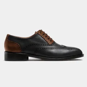 Chaussures hommes brogue en cuir noir et marron